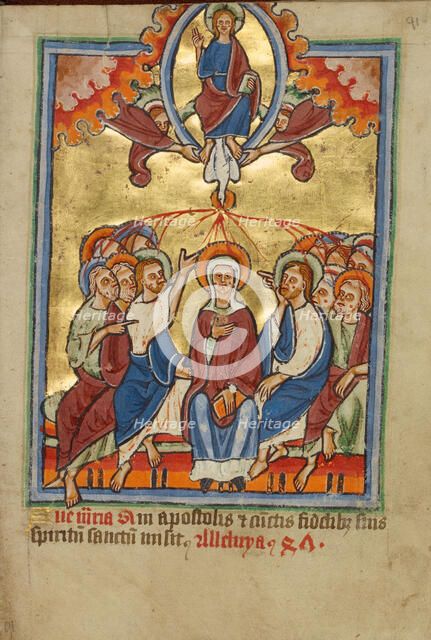 Pentecost, about 1190-1200; text added about 1480-1490. Creator: Unknown.