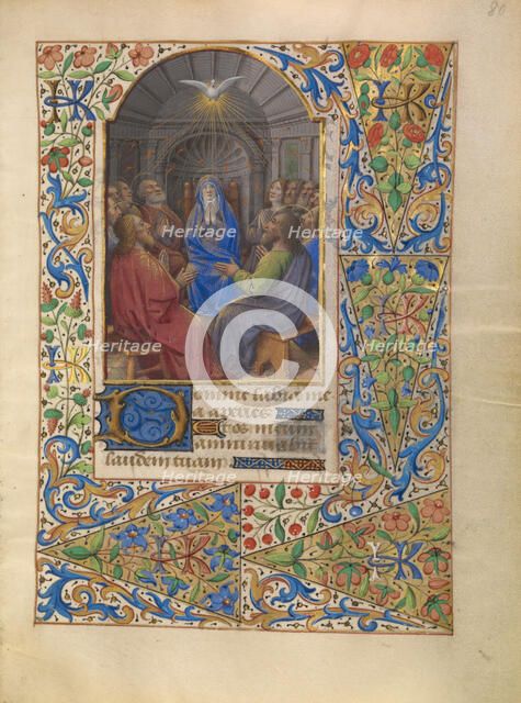 Pentecost; Katherine Hours, about 1480-1485. Creator: Jean Bourdichon.