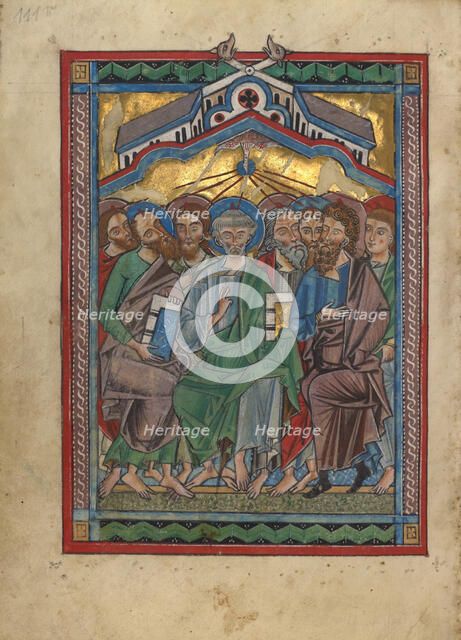 Pentecost; Psalter, about 1240-1250. Creator: Unknown.