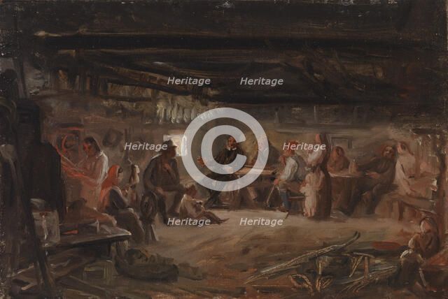 Pentti Lyytinen reads his poems, sketch, 1848. Creator: Robert Wilhelm Ekman.