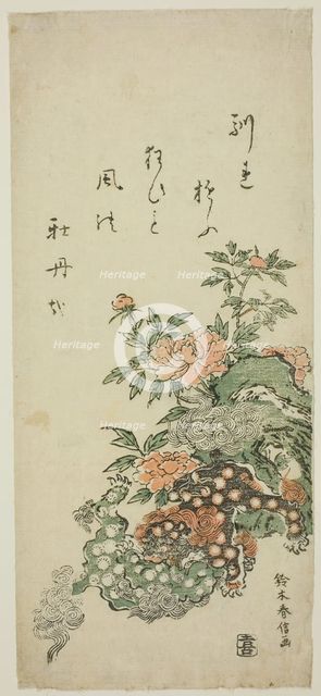 Peonies and Chinese Lions, c. 1762. Creator: Suzuki Harunobu.