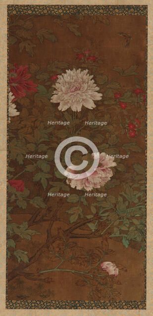 Peonies and butterfly, Ming dynasty, 1368-1644. Creator: Unknown.