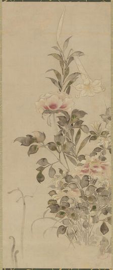 Peonies and lilies, Momoyama or Edo period, 1568-1615. Creator: Sôtatsu