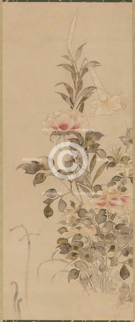 Peonies and lilies, Momoyama or Edo period, 1568-1615. Creator: Sôtatsu.