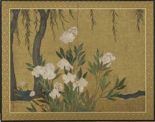 Peonies and willows, Momoyama or Edo period, Early 17th century. Creator: Hasegawa Tonin