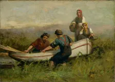 People Near Boat, 1893. Creator: Edward Mitchell Bannister