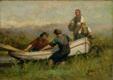 People Near Boat, 1893. Creator: Edward Mitchell Bannister