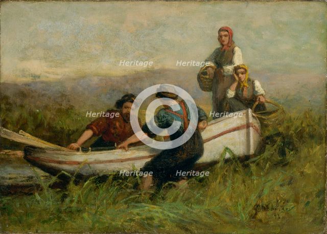 People Near Boat, 1893. Creator: Edward Mitchell Bannister.