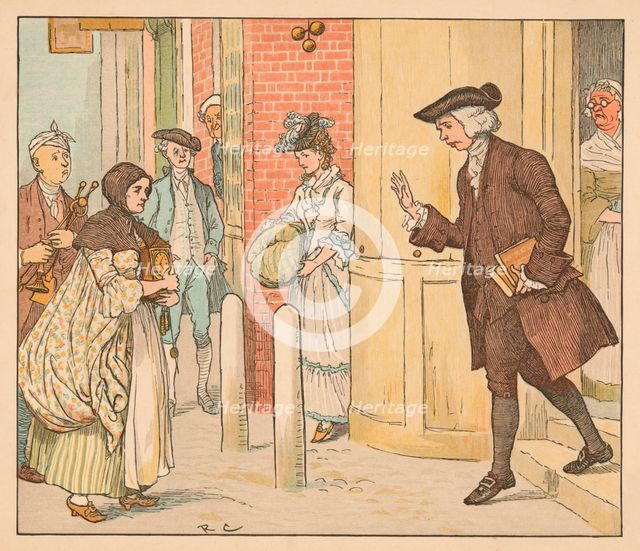 People outside a pawn shop, c1885, (1934).  Creator: Randolph Caldecott.