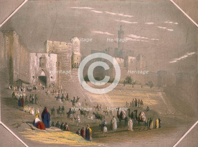 People outside the city walls, Mount Zion, Jerusalem, 1844. Creator: Unknown.