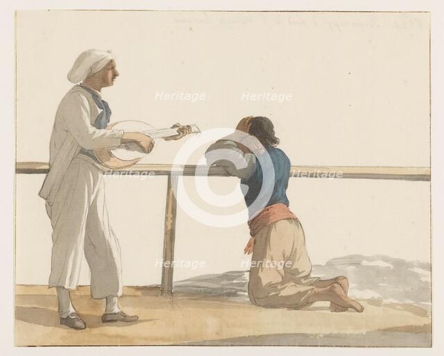 People on board the ship l'Heureuse Marianne, 1778. Creator: Louis Ducros.