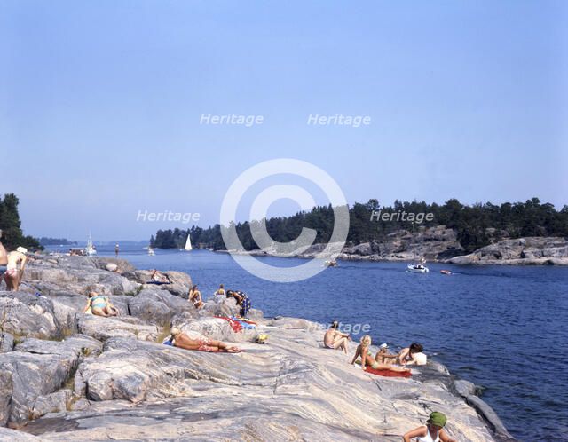 People on the rocks at Gryt Archipelago, Sweden, 1973. Artist: Torkel Lindeberg