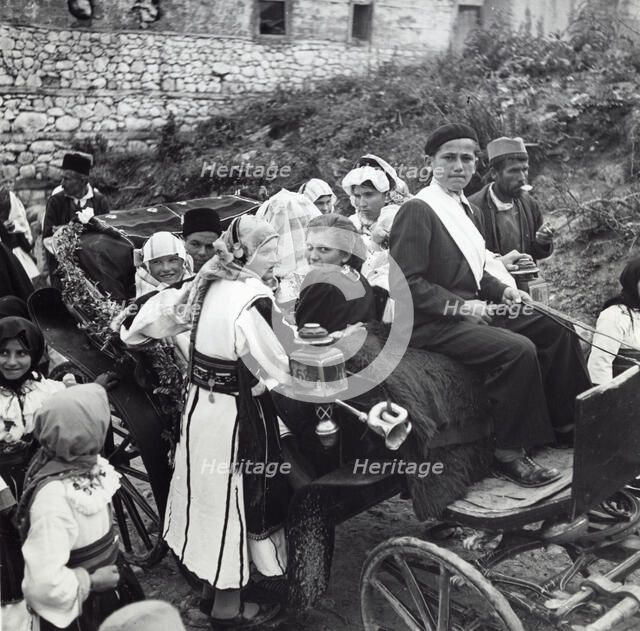 People on their way to Kolo dancing, Sarajevo, Bosnia-Hercegovina, Yugoslavia, 1939. Artist: Unknown