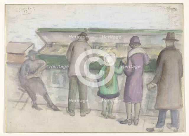 People at a book stall, Paris, 1923.  Creator: Anon.