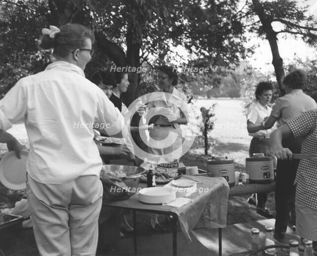 People at a picnic at Fort Sheridan, Illinois, USA, 1960. Artist: Unknown
