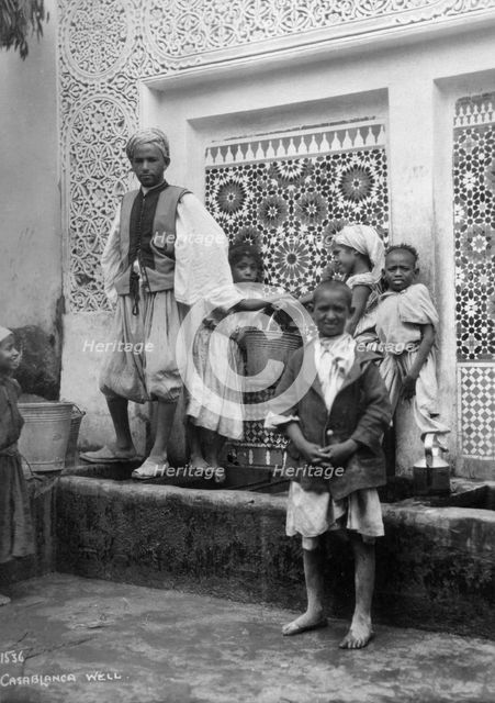 People at a well, Casablanca, Morocco, c1920s-c1930s(?). Artist: Unknown