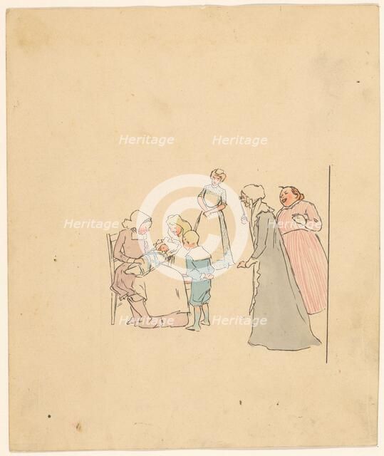 People admiring a baby, c.1880-c.1910.  Creator: Anon.