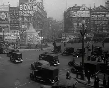 People and Traffic, Piccadilly Circus, London, 1942. Creator: British Pathe Ltd