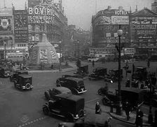 People and Traffic, Piccadilly Circus, London, 1942. Creator: British Pathe Ltd