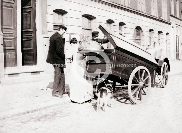People and dogcart, Antwerp, 1898. Artist: James Batkin