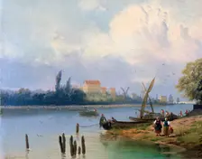 People by the Boats in Holland c1835-1882. Artist: Hermanus Koekkoek