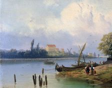 People by the Boats in Holland c1835-1882. Artist: Hermanus Koekkoek