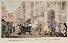 People bargaining for mounts at West Smithfield, London, 1825. Artist: Theodore Lane