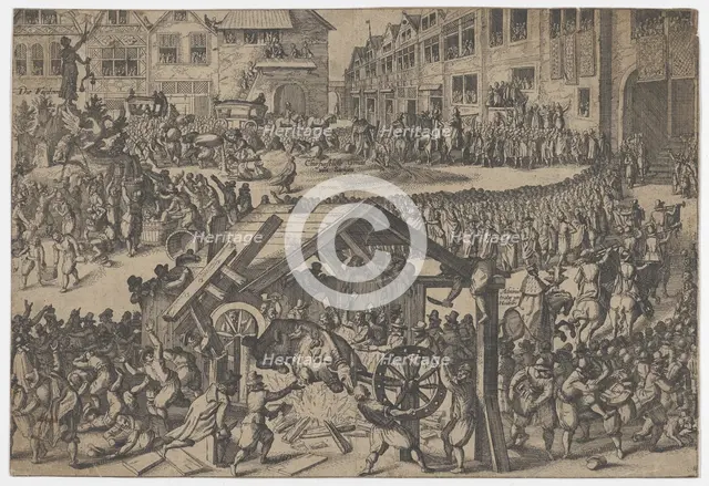 People celebrating at the coronation of Ferdinand II in Frankfurt, 16th century., 16th century. Creator: Anon.