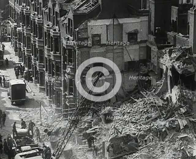 People Clearing Out Bomb Damage , 1942. Creator: British Pathe Ltd.