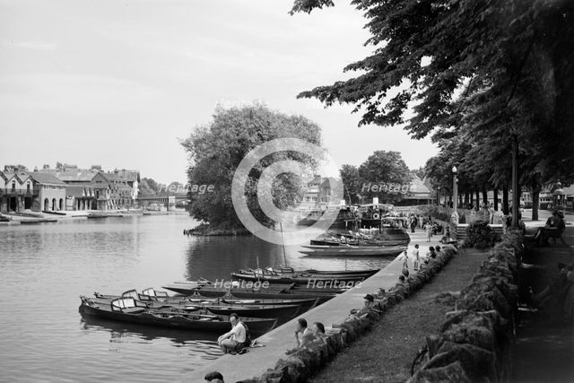 People enjoying a day beside the River Thames at Windsor, Berkshire, c1945-c1965. Artist: SW Rawlings