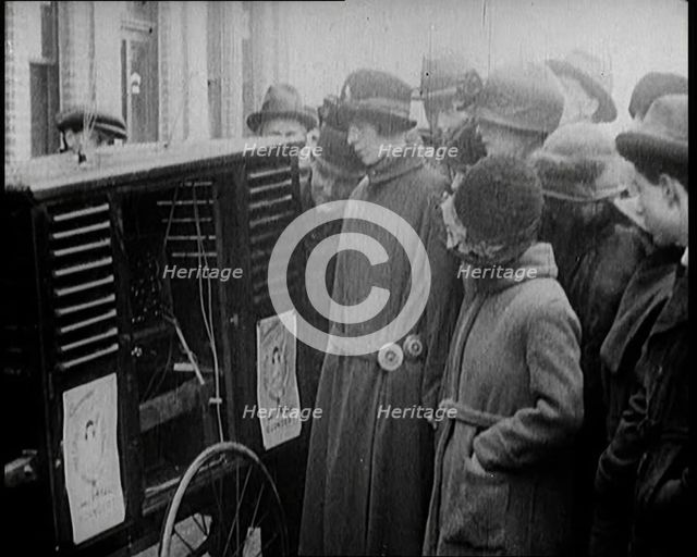 People Gathering Around a Large Outdoor Wireless, 1922. Creator: British Pathe Ltd.