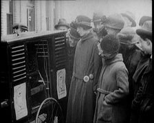 People Gathering Around a Large Outdoor Wireless, 1922. Creator: British Pathe Ltd