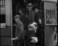 People Getting Off a Tram, 1936. Creator: British Pathe Ltd