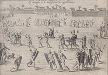 People in a procession around a tethered bull, 1605. Creator: Unknown