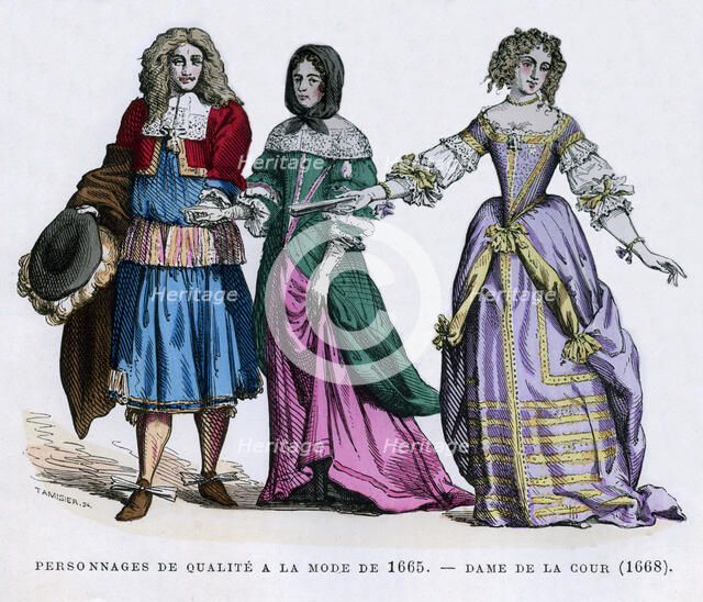 People in the fashions of 1665, and a lady of the court, 1668 (1882-1884).Artist: Tamisier