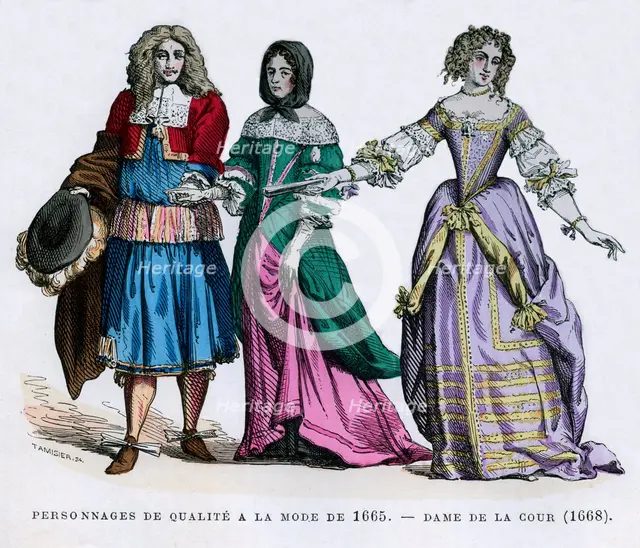People in the fashions of 1665, and a lady of the court, 1668 (1882-1884).Artist: Tamisier