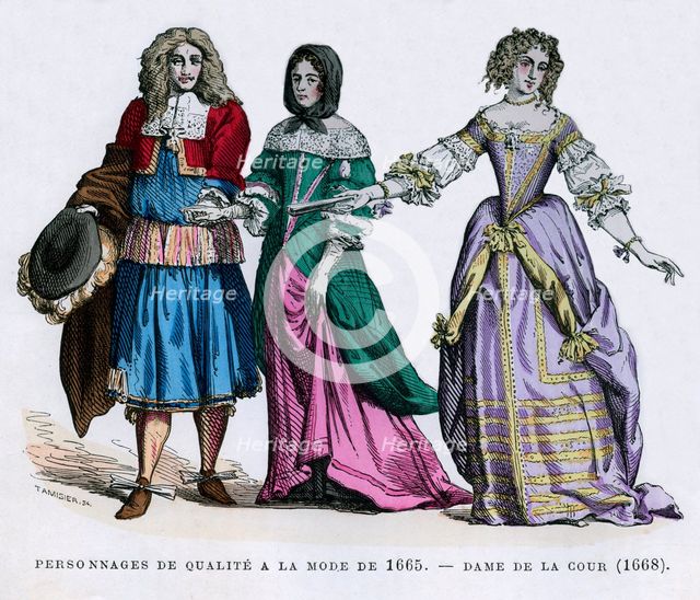 People in the fashions of 1665, and a lady of the court, 1668 (1882-1884).Artist: Tamisier