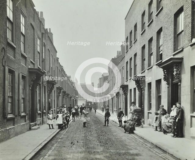 People in the street, Albury Street, Deptford, London, 1911. Artist: Unknown.