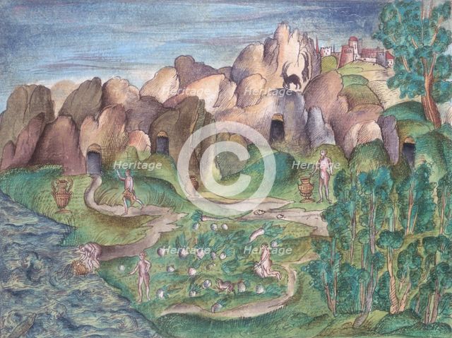 People living in caves, 16th century. Creator: Unknown.