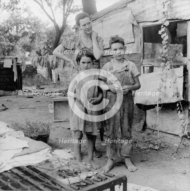 People living in miserable poverty, Elm Grove, Oklahoma County, Oklahoma, 1936. Creator: Dorothea Lange.