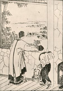 People looking out of a window, late 18th-early 19th century, (1924). Creator: Hokusai