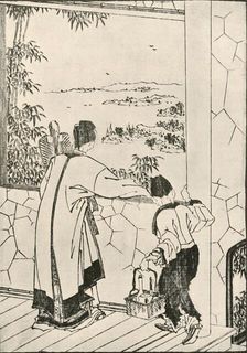 People looking out of a window, late 18th-early 19th century, (1924). Creator: Hokusai