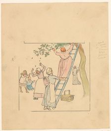 People picking plums, c.1880-c.1910. Creator: Anon
