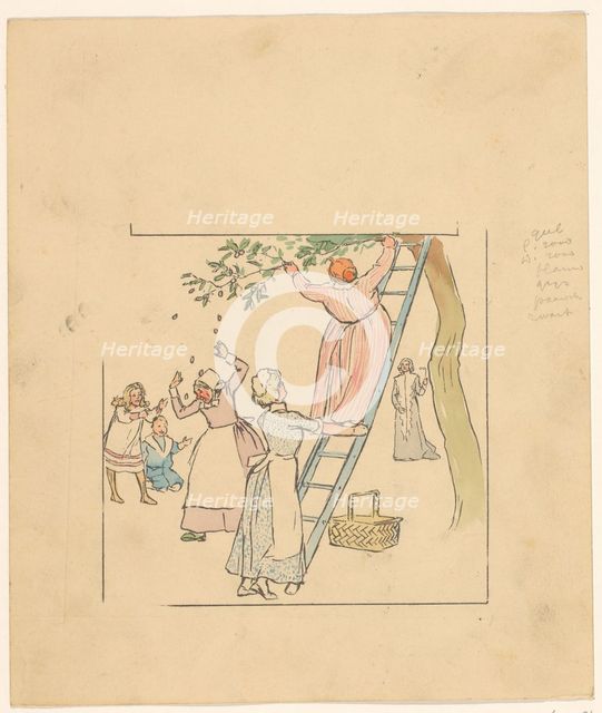 People picking plums, c.1880-c.1910.  Creator: Anon.