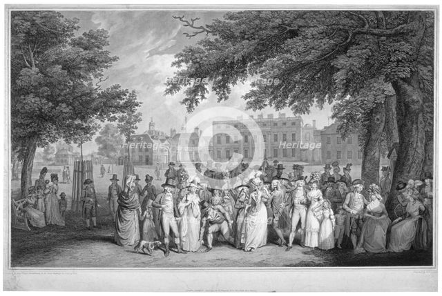 People promenading in St James's Park, Westminster, London, 1793. Artist: Francois David Soiron