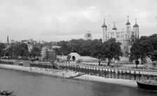 People relaxing on Tower Beach, London, c1945-c1955. Artist: SW Rawlings