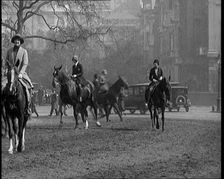 People Riding Horses in Rotten Row, Hyde Park, London, 1926. Creator: British Pathe Ltd