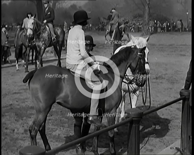 People Riding Horses in Rotten Row in Hyde Park, London, 1931. Creator: British Pathe Ltd.
