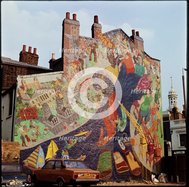 People's River Mural, Creek Road, Greenwich, Greater London Authority, 1975-1985. Creator: Leonard Robin Mattock.