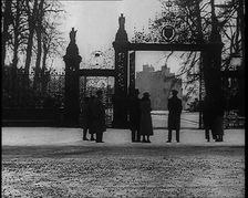 People Standing Outside the Gates of Sandringham House, 1936. Creator: British Pathe Ltd